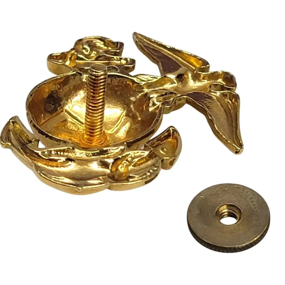 USMC EGA Eagle Globe Anchor Hat Pin Screw Back Gold Tone Marine Cap Insignia